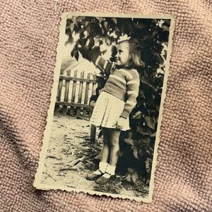 Vintage Black White Photograph little girl 1958 in Poland